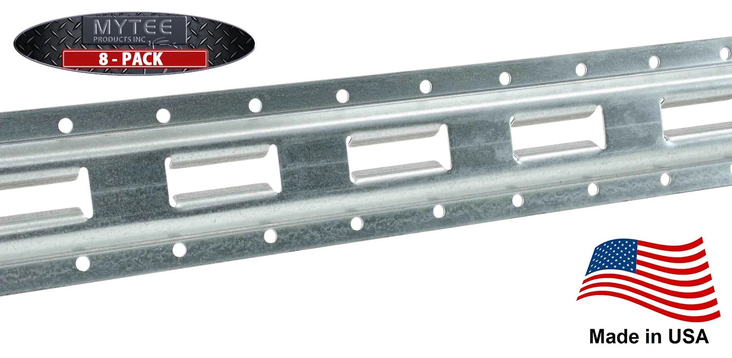 (8 Pack) 5' Vertical Galvanized Steel Bolt-On E-Track Tie-Down Rail W164613