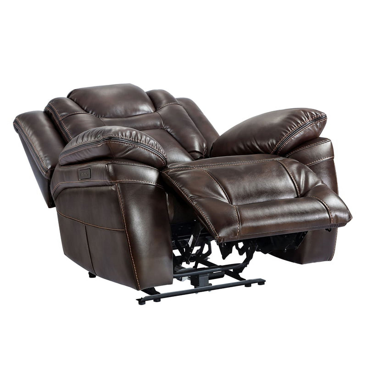 Brown Faux Leather Dual Power 3PC Set J2397