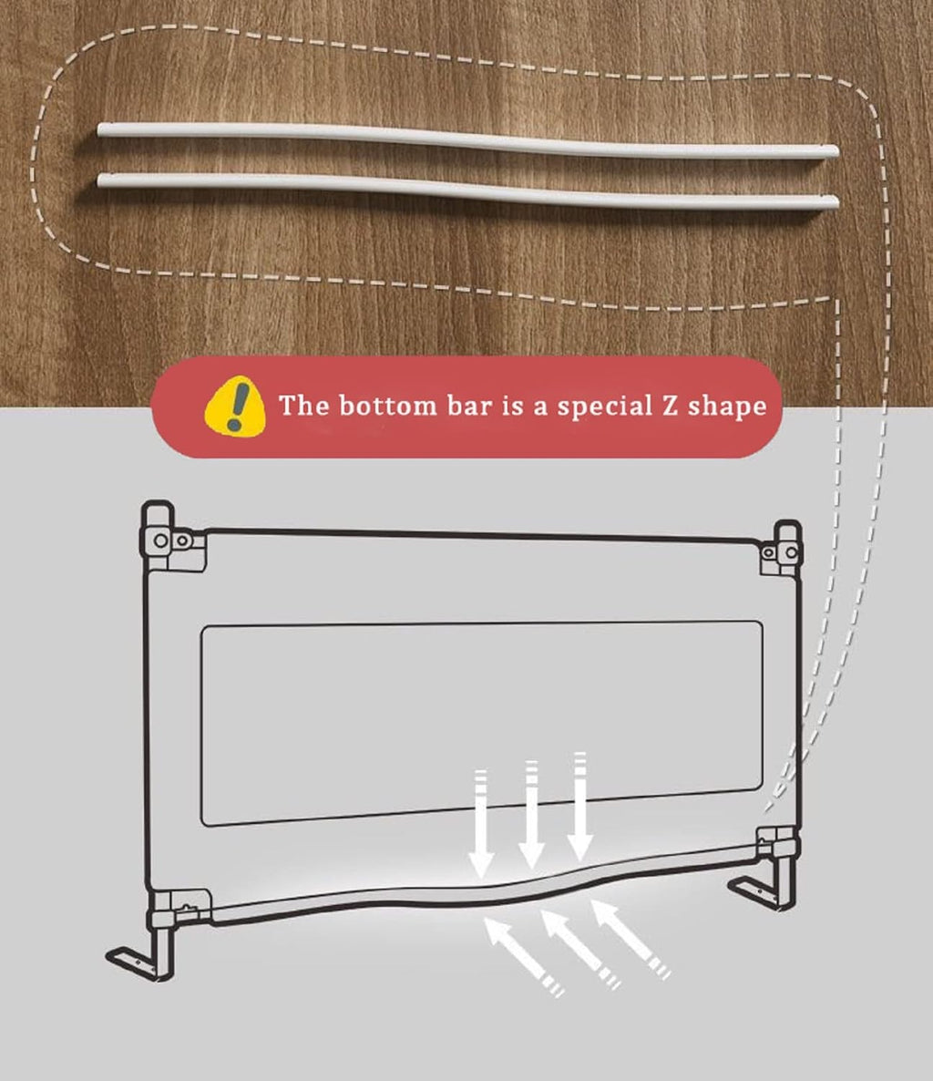 Toddler Bed Rail Guard, Vertical Lifting Collapsible Safety Bed Rail, Fit CA King Size Bed (1 Side) A517802