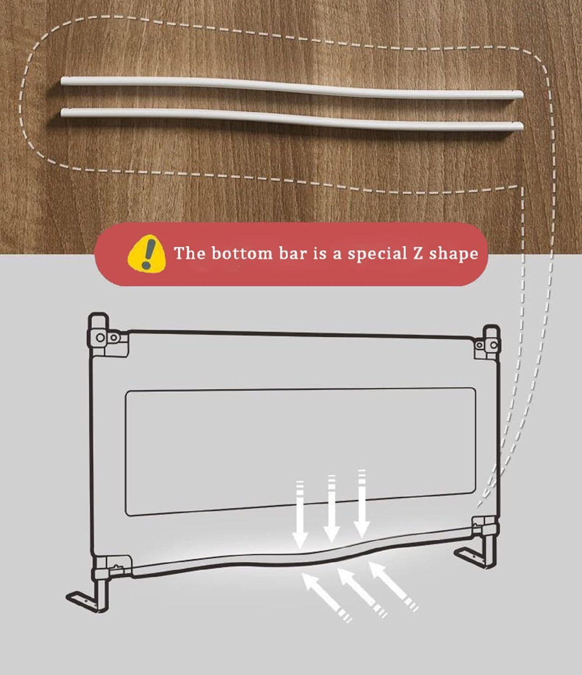 Toddler Bed Rail Guard, Vertical Lifting Collapsible Safety Bed Rail, Fit CA King Size Bed (1 Side) A517802