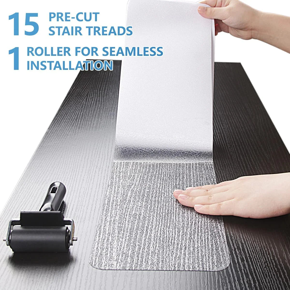 15-Pack Pre-Cut PEVA Transparent Non Slip Stair Treads K562484
