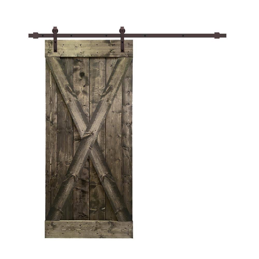 36 in. x 84 in. Espresso Stained Wood Interior Sliding Barn Door with Hardware Kit S780904