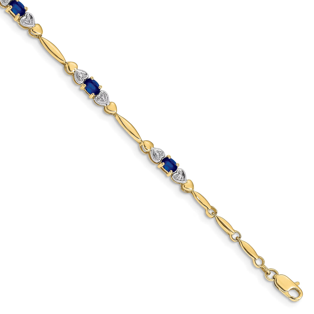 10K Yellow Gold Diamond and Sapphire Bracelet S2304