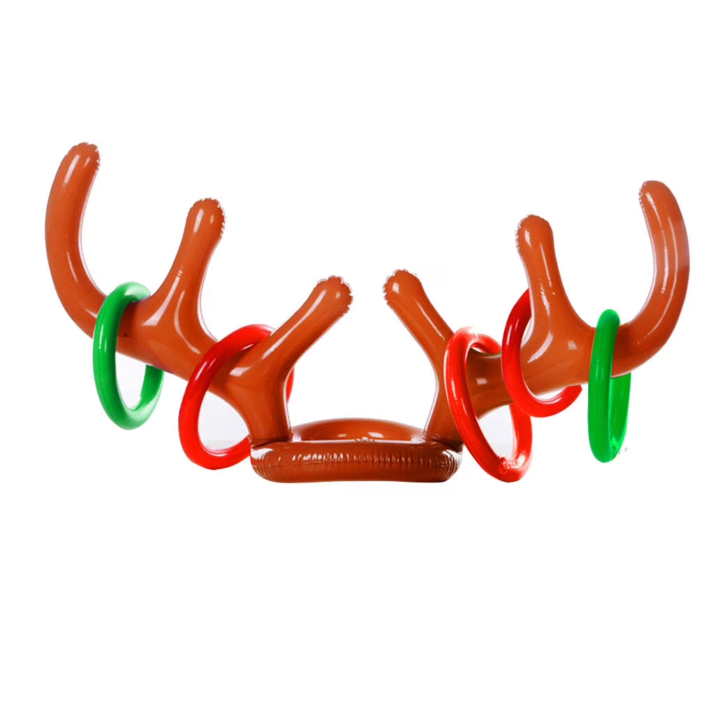 Inflatable Reindeer Hat Antler Ring Toss Party Game Toys W355