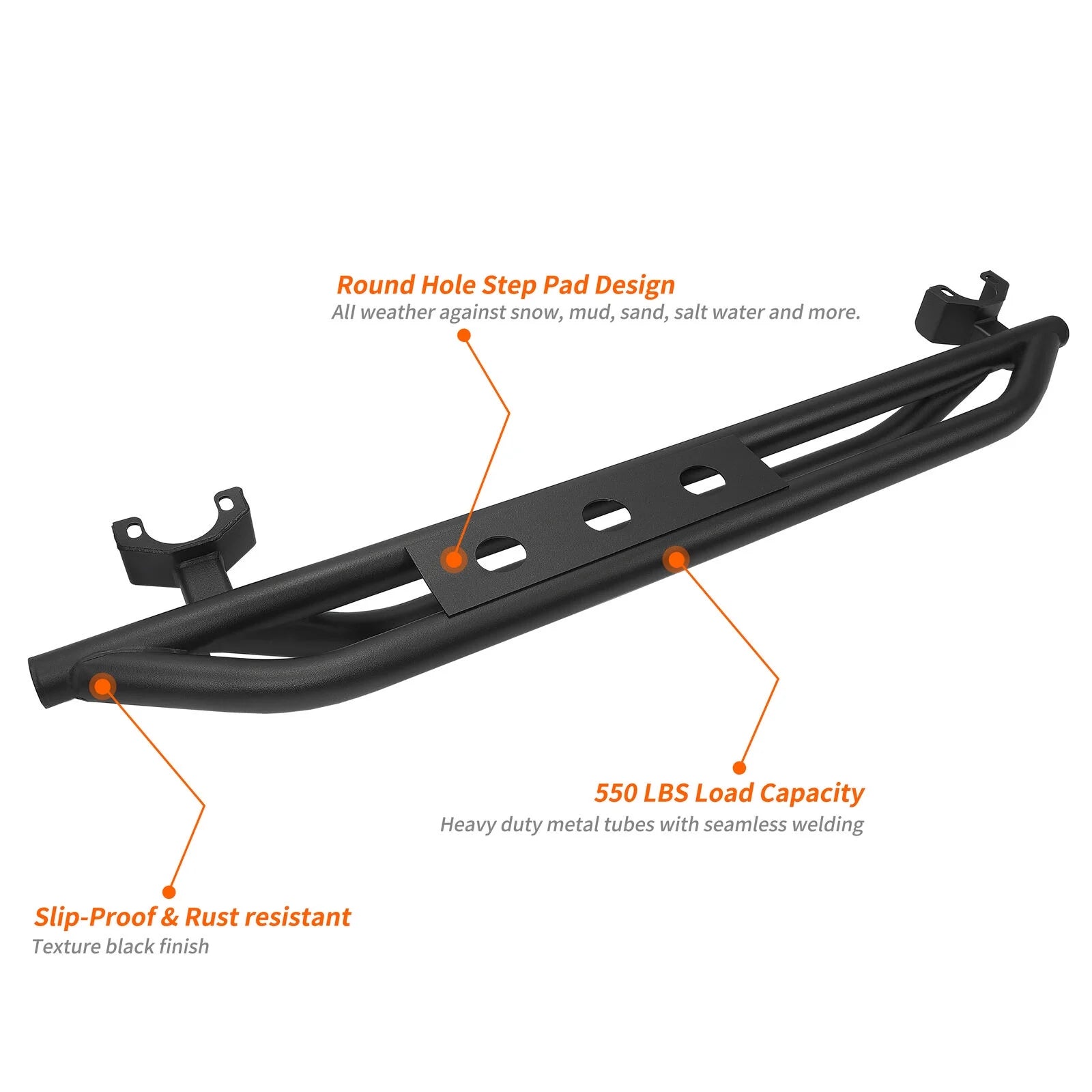 Side Step Nerf Bar Running Board Rock Slider Rail 2-Door Armor Guard U53612
