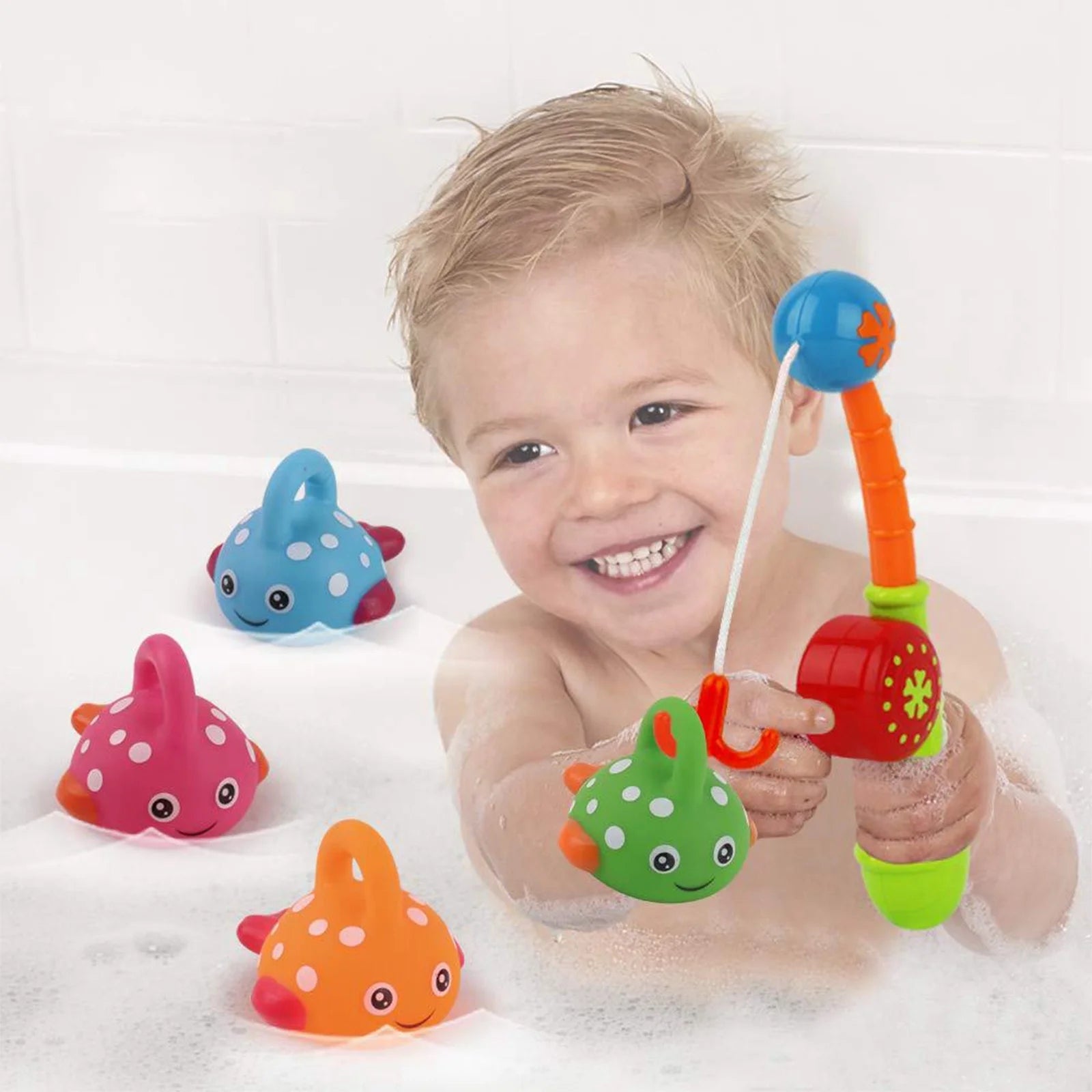 Bath Toys Fishing Games Swimming Whales Water Table Pool Bath Bathtub Tub Toy For Toddlers Baby Kids Infant Girls Boys Bathroom Fish Set Age 18months And Up H1517