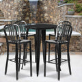 Silver Metal Bar Table Set with 4 Stools R134