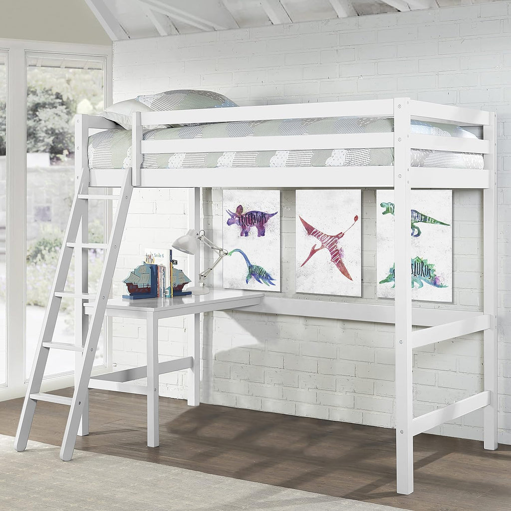 Twin Loft Bed, White D601