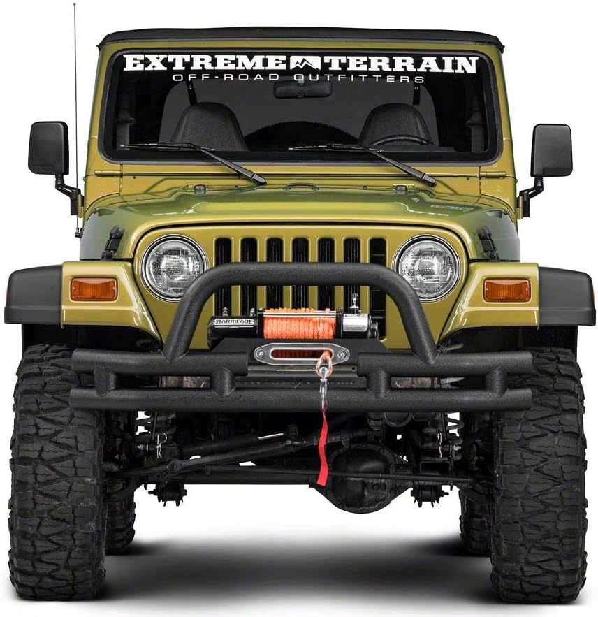 Textured Black Tubular Front Bumper with Winch Cutout Q436