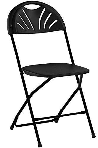 Black Plastic Fan Back Folding Chair L206