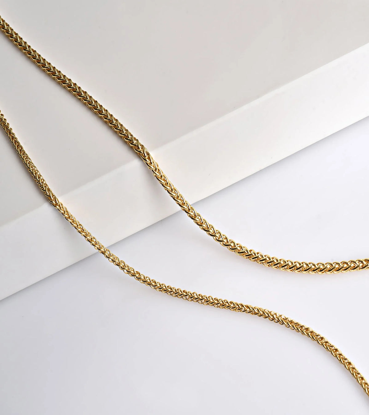 14K Solid Yellow Gold Filled Round Wheat Chain Necklace N342218