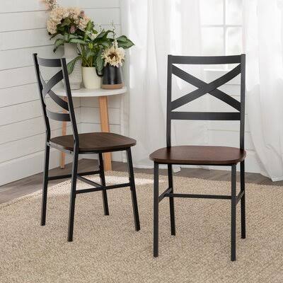 Dark Walnut Cross Back Side Chair J8258