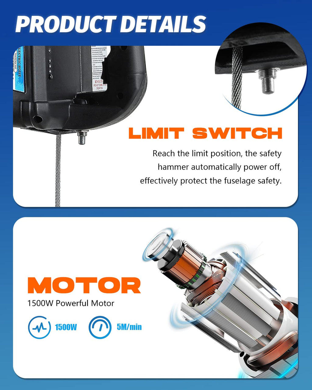 3 in 1 Electric Hoist Winch 220lb, 16ft/min, 82ft Portable Power Electric Lift with Sling Strap H770537