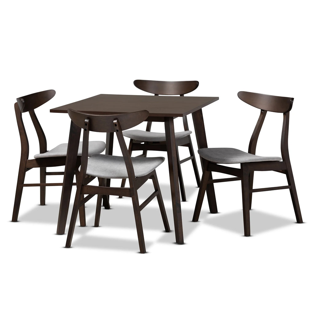 5-Piece Light Grey Fabric Wood Dining Set H81943
