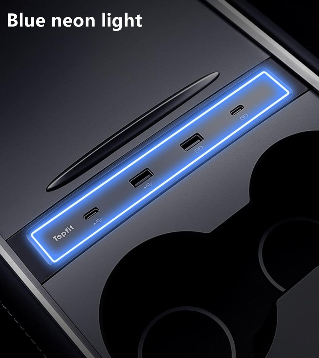 Black Pack of 2 USB Hub Center Console Adapter for Tesla Model Y Model 3 W775