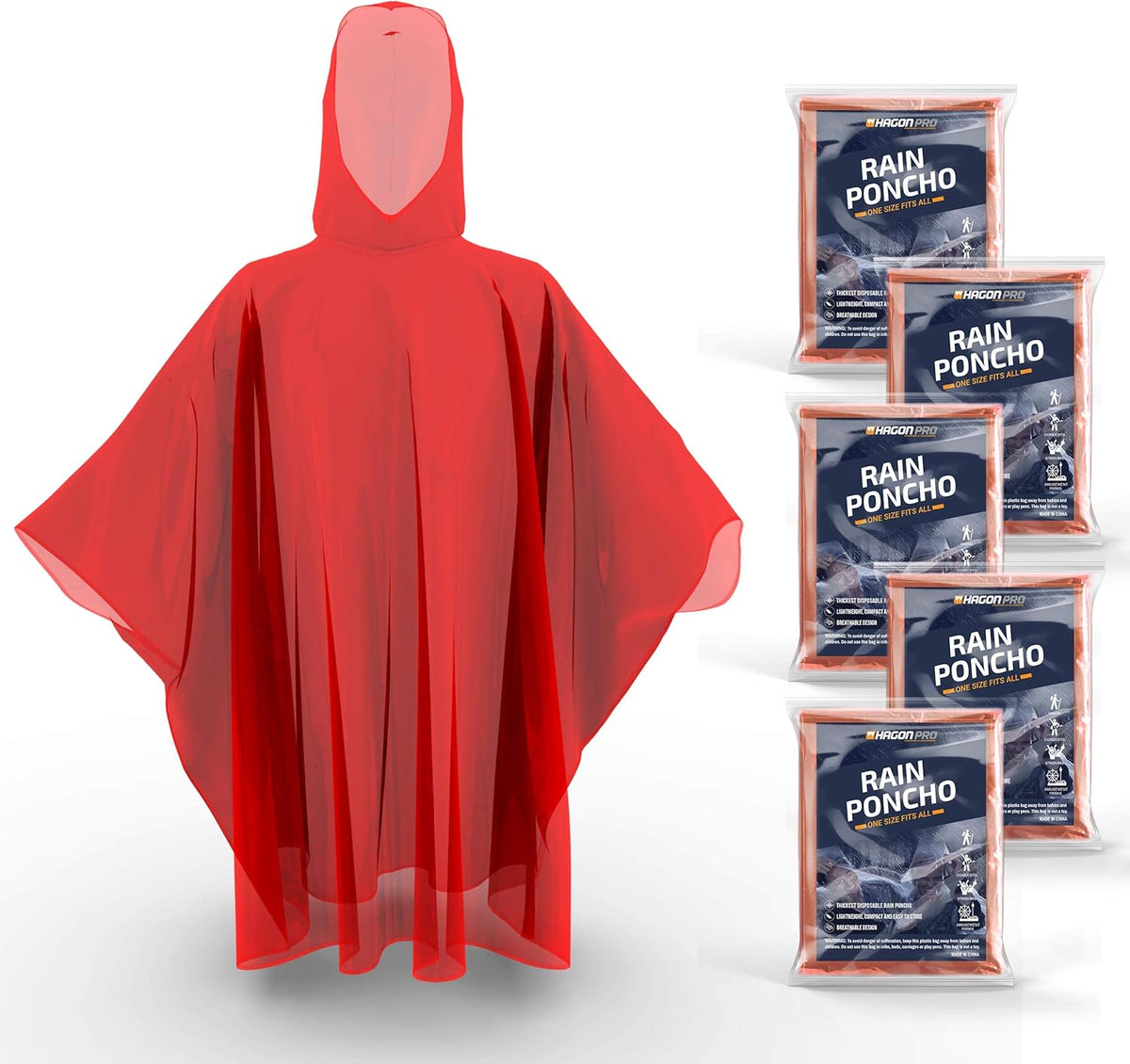 Disposable Rain Ponchos for Adults (5 Pack) U346107
