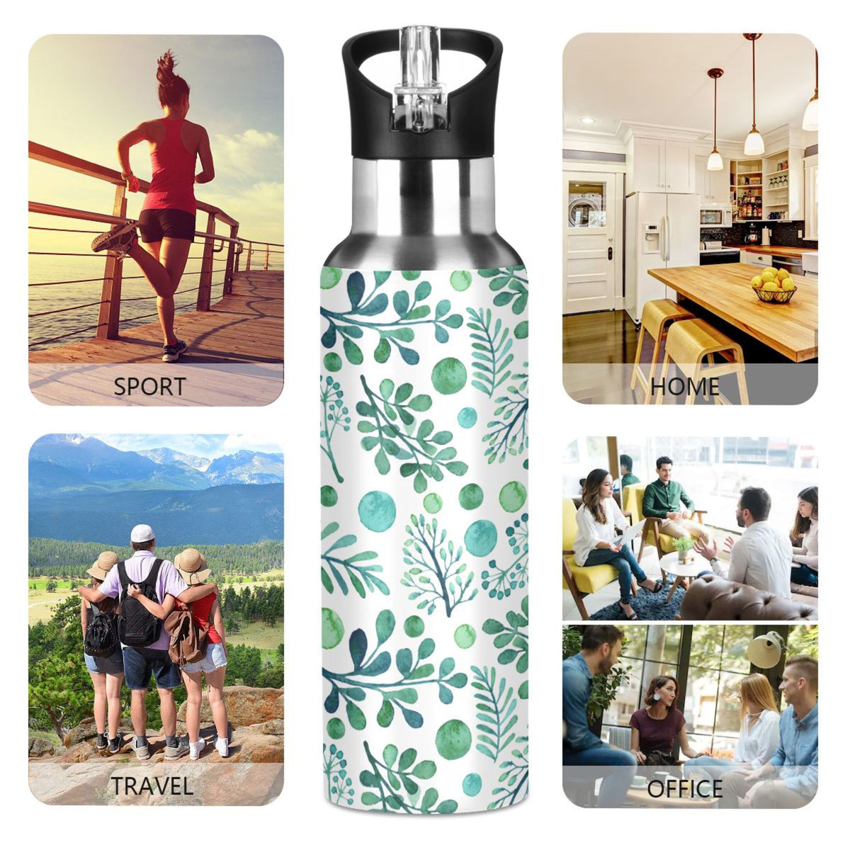 20 oz Insulated Stainless Steel Water Bottle with Straw Lid I458461