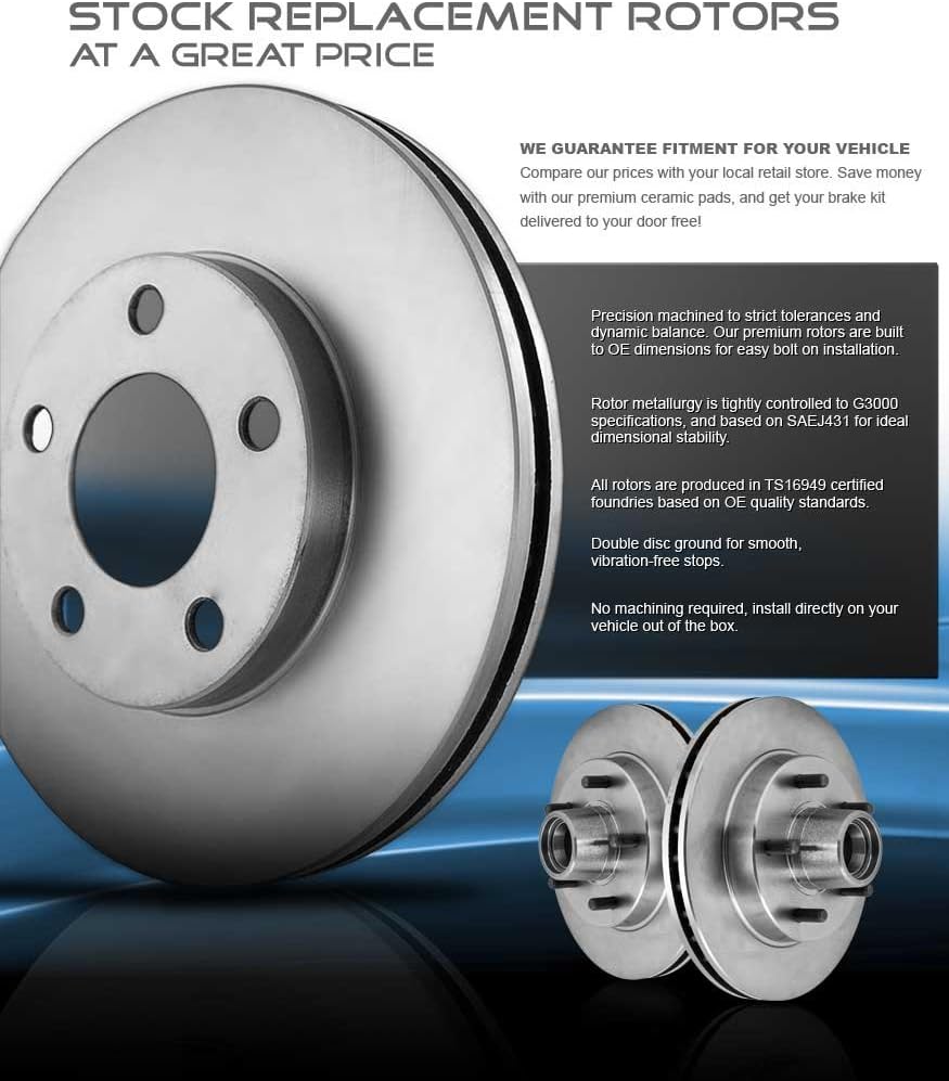 FRONT 312 mm + REAR 300 mm 5 Lug Rotors + Ceramic Pads + Clips + Sensors R96454