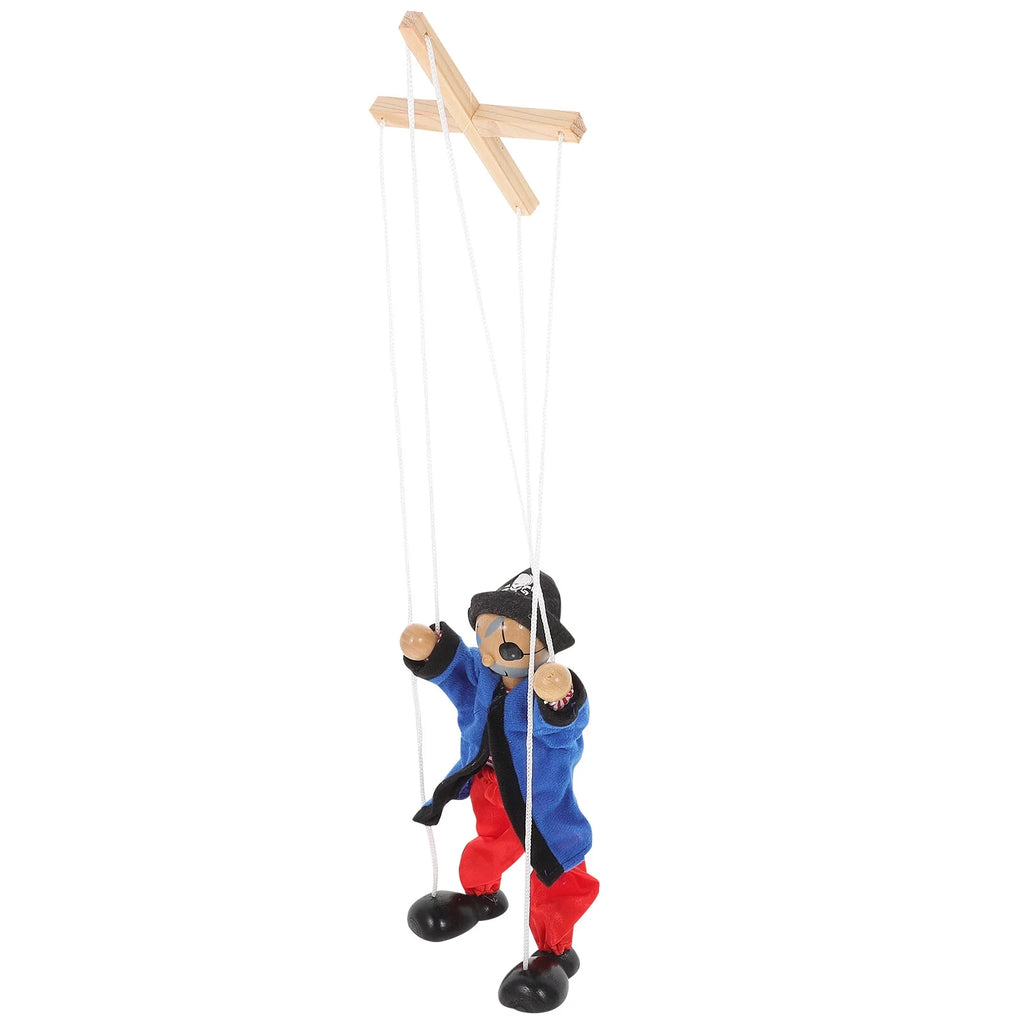 Wooden Pirate Marionette Interactive Toy Puppet V4764