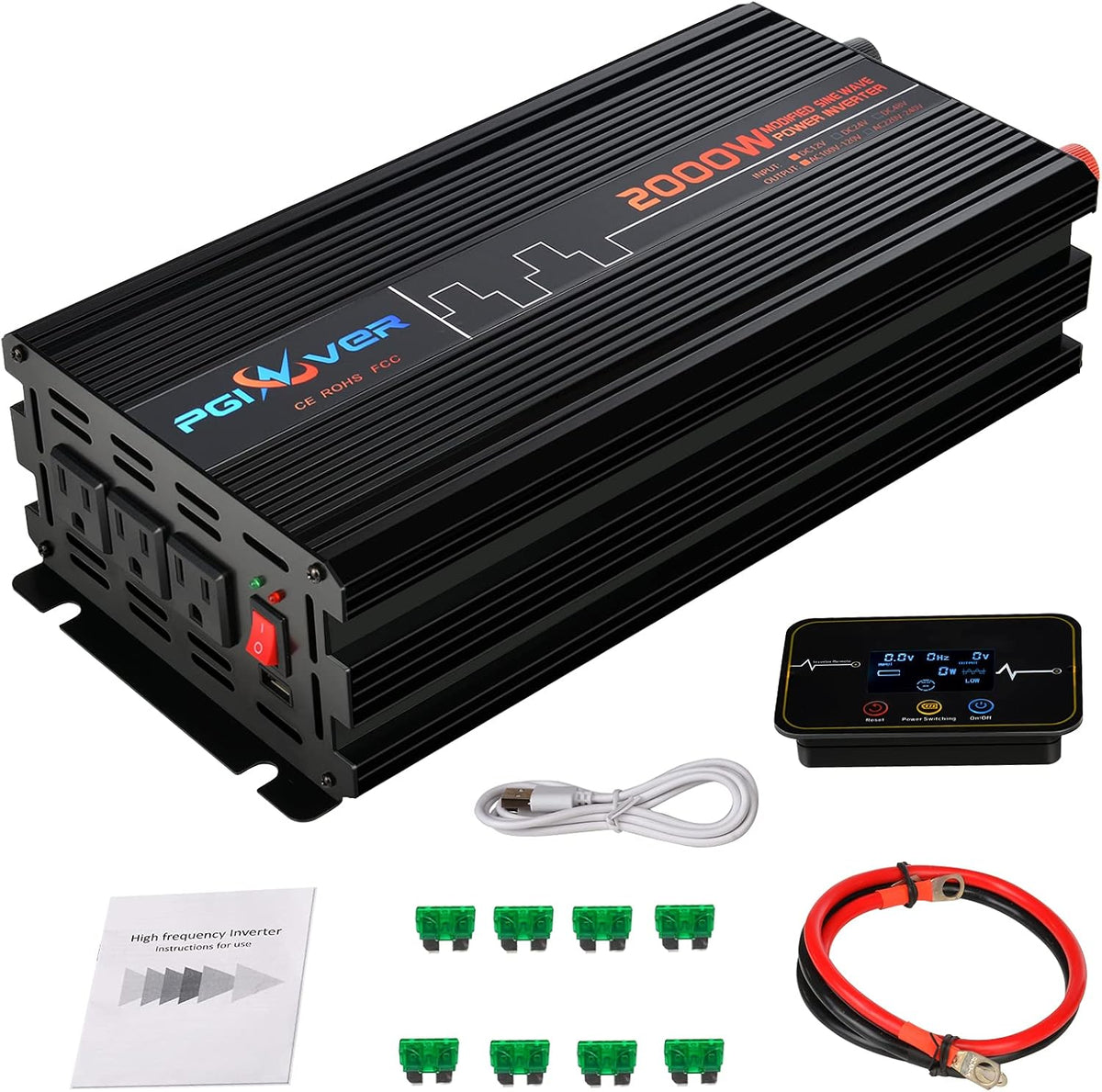 3000W Pure Sine Wave Car Power Inverter with Remote Control & LCD Display Z693976