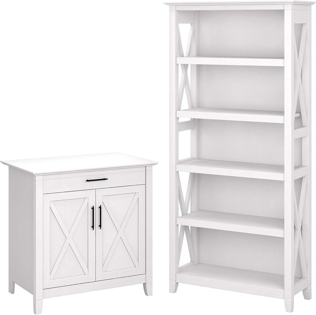 Secretary Desk with Storage and 5 Shelf Bookcase V2478