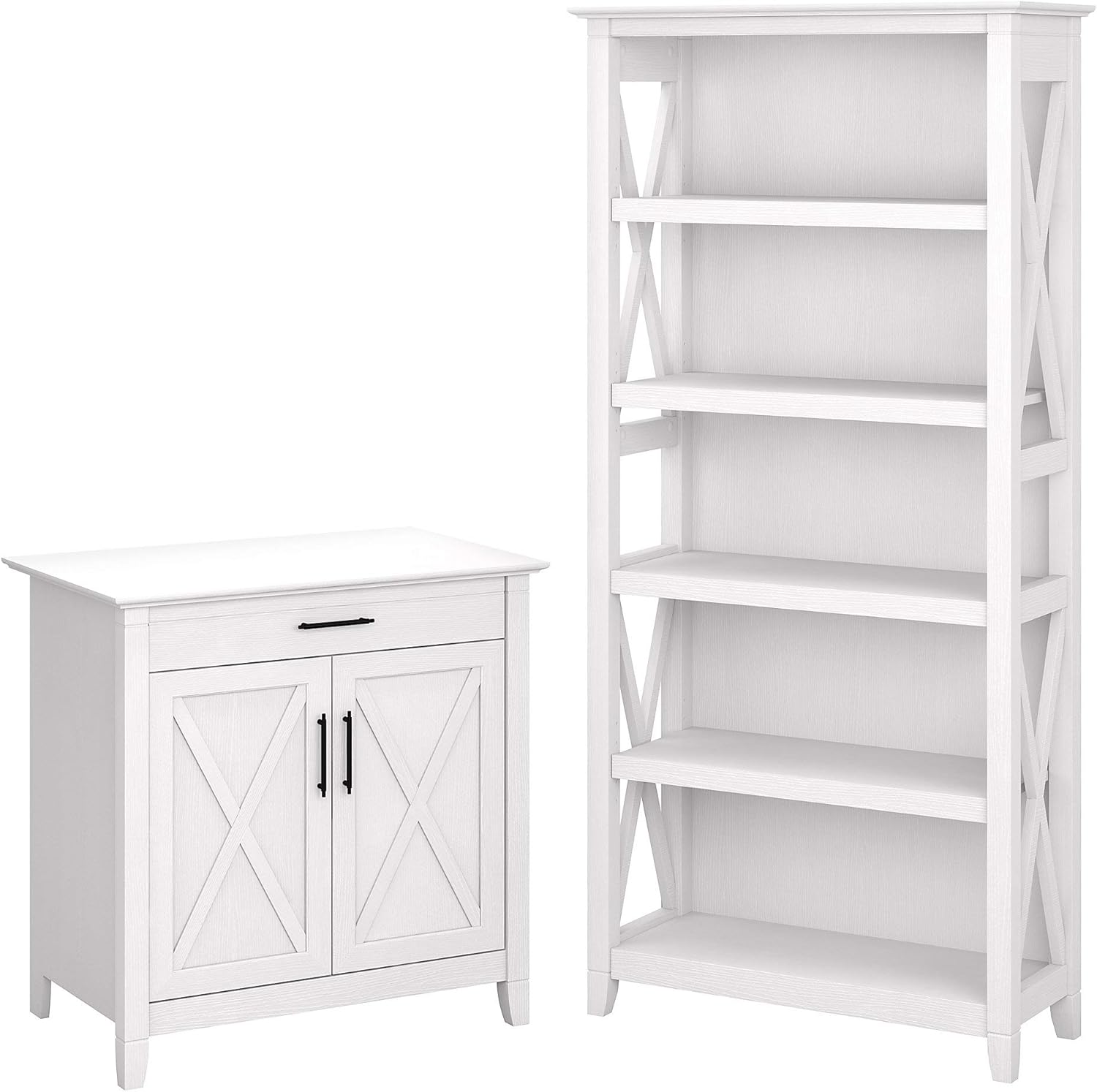 Secretary Desk with Storage and 5 Shelf Bookcase V2478