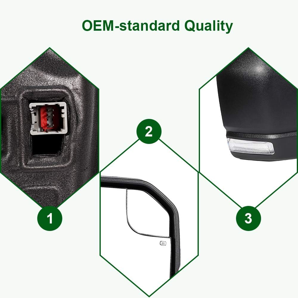 Towing Mirrors for Ford F150 with Power Adjustment Heated Turn Signal Light F65220