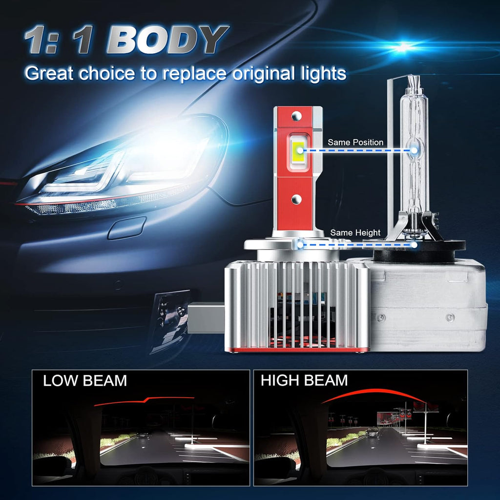 D8S LED Headlight Bulbs 100W 6000K Super White 12000LM Canbus Ready C5906
