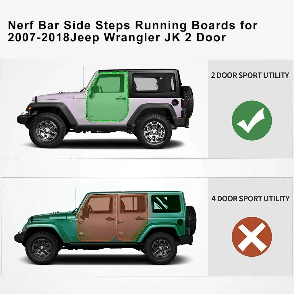 Side Step Nerf Bar Running Board Rock Slider Rail 2-Door Armor Guard U53612