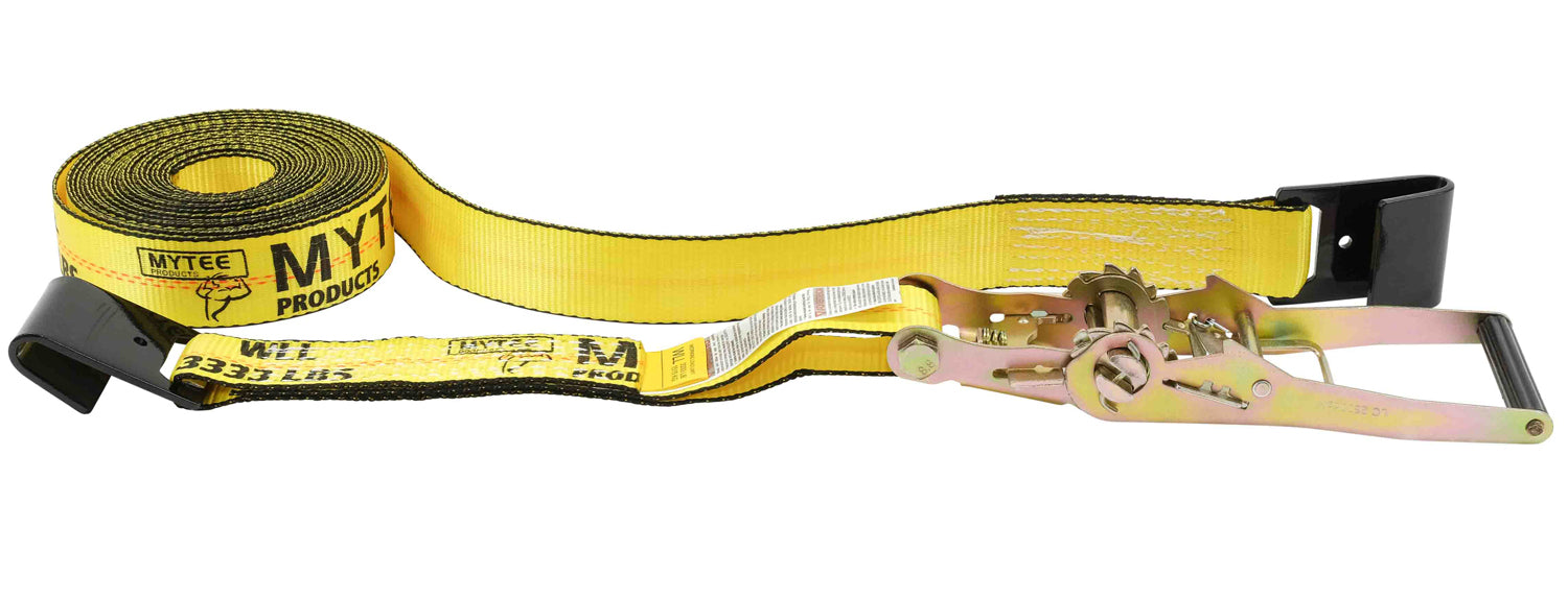 2" x 30' Ratchet Tie-Down Straps with Flat Hooks Yellow (4 Pack) J212