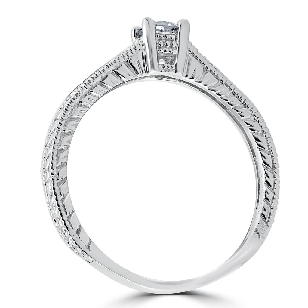Vintage Diamond Engagement Ring 14K White Gold N103314