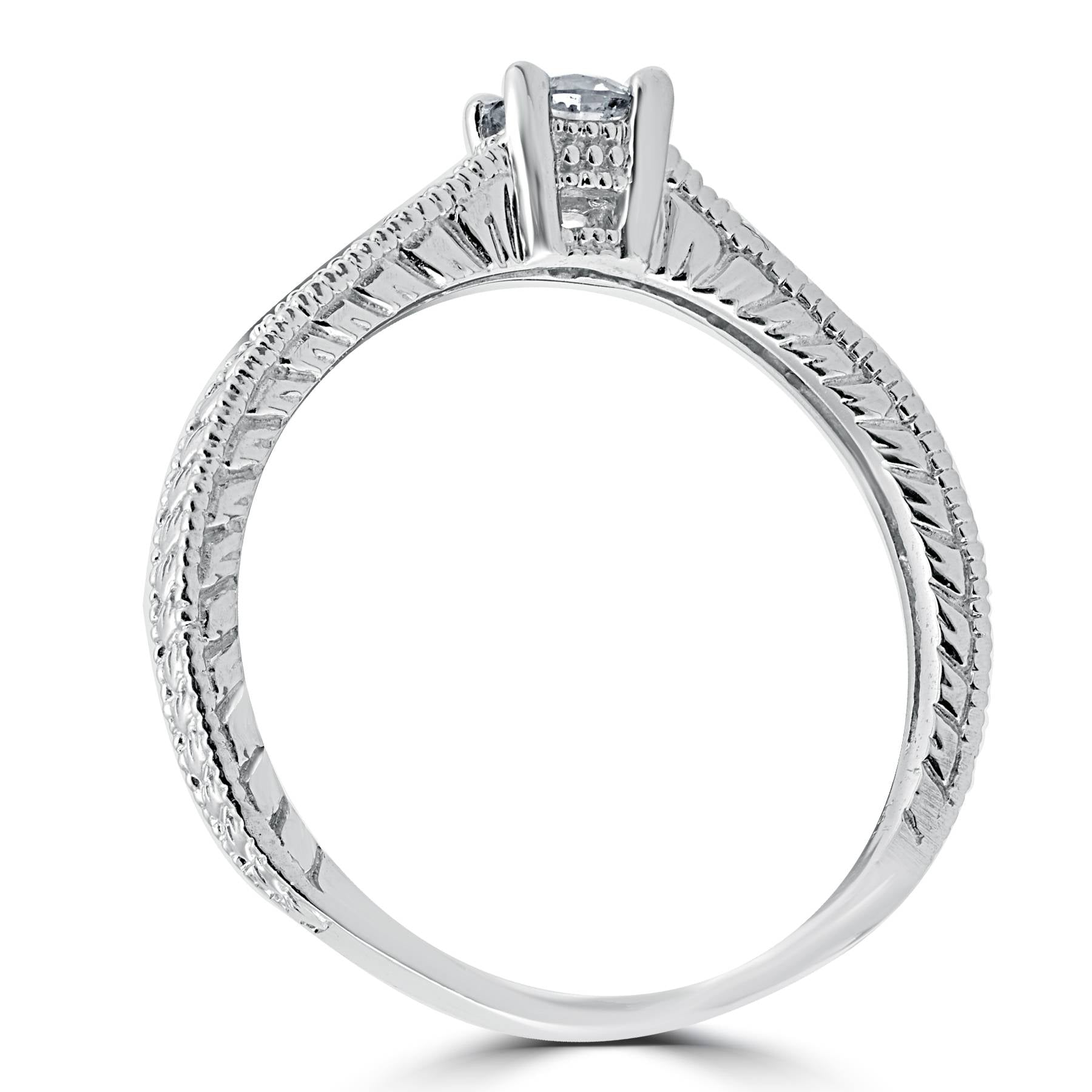 Vintage Diamond Engagement Ring 14K White Gold N103314