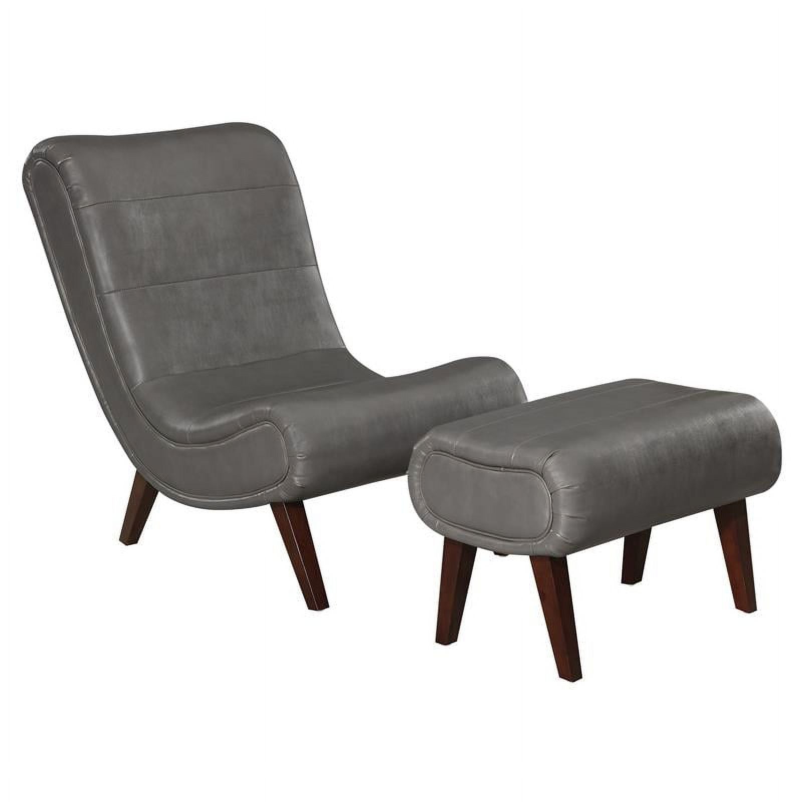 Pewter Faux Leather Lounger with Ottoman H91142
