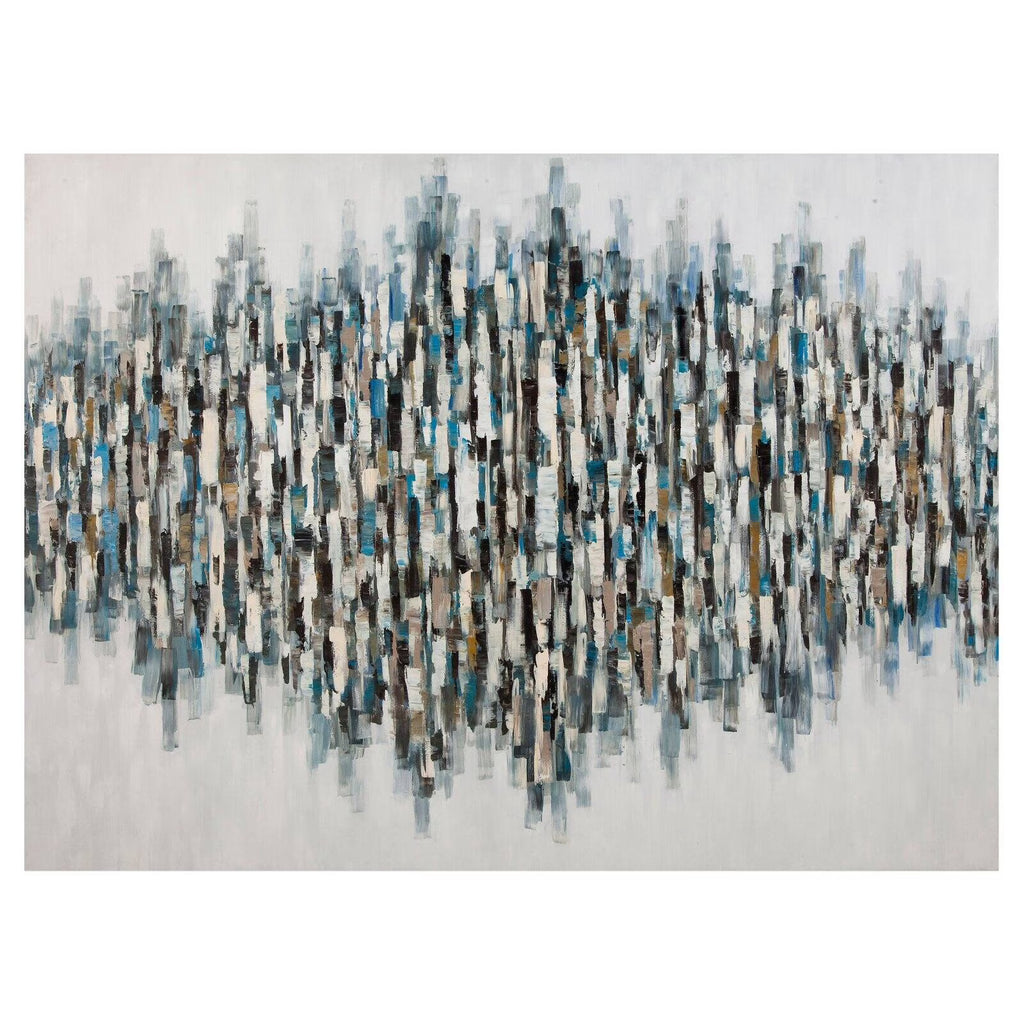Blue Lines Canvas Fabric Wall Art in Black and Brown Y69147