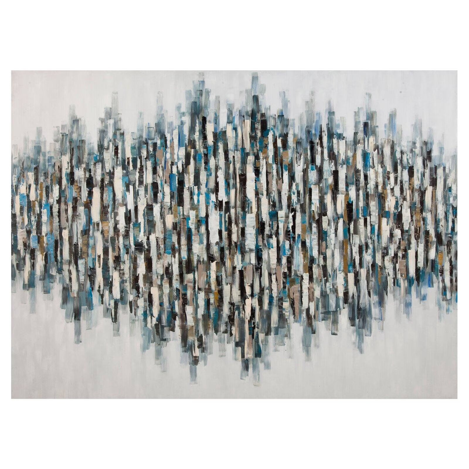 Blue Lines Canvas Fabric Wall Art in Black and Brown Y69147