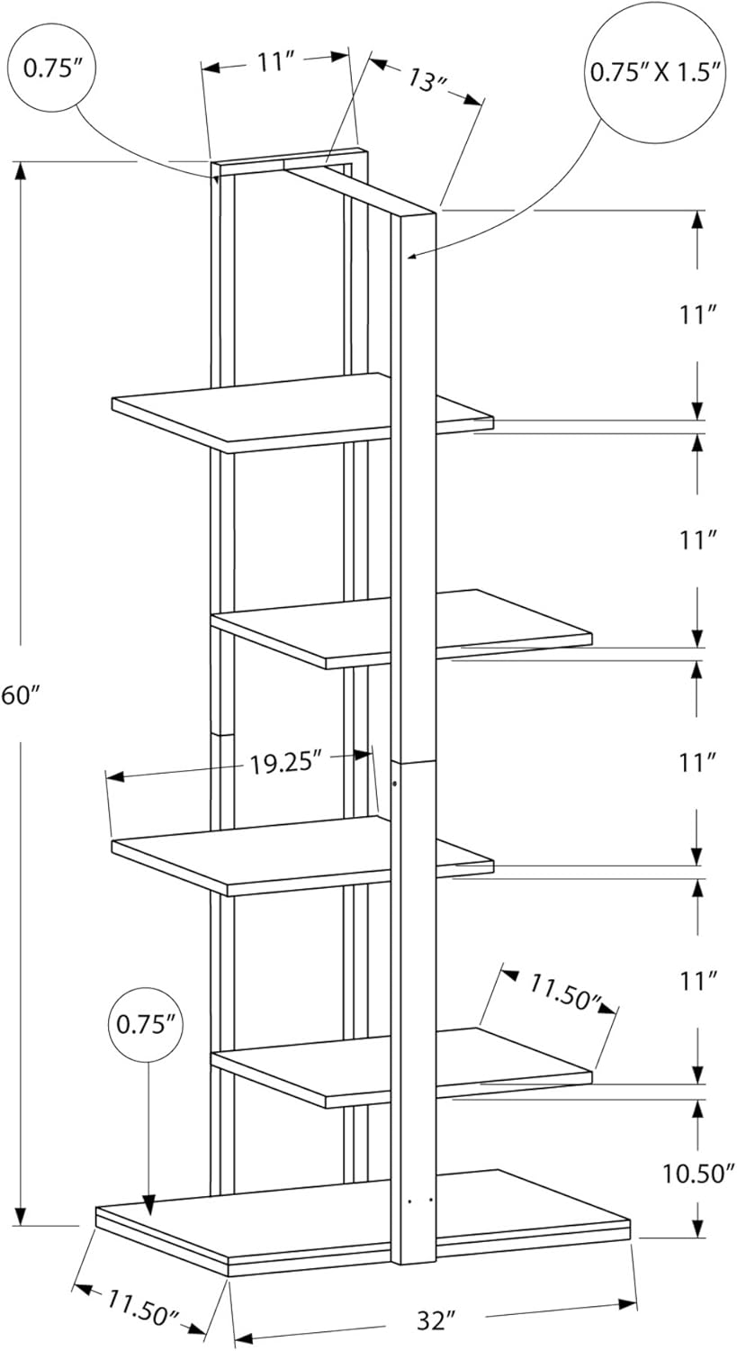 Dark Taupe Black Metal Bookcase A6062