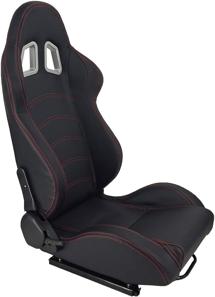Pair of Black PVC Faux Leather Racing Car Seats V68410