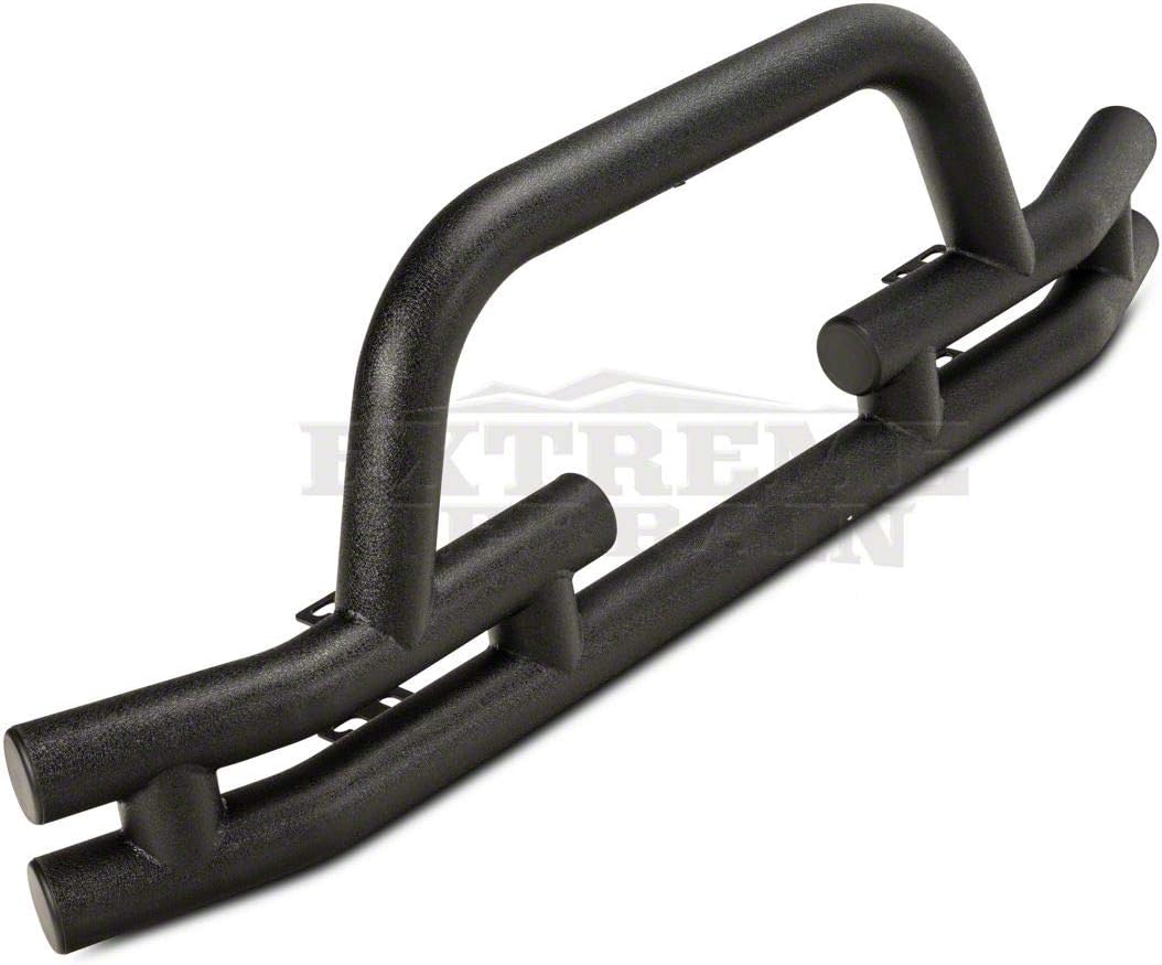 Textured Black Tubular Front Bumper with Winch Cutout Q436