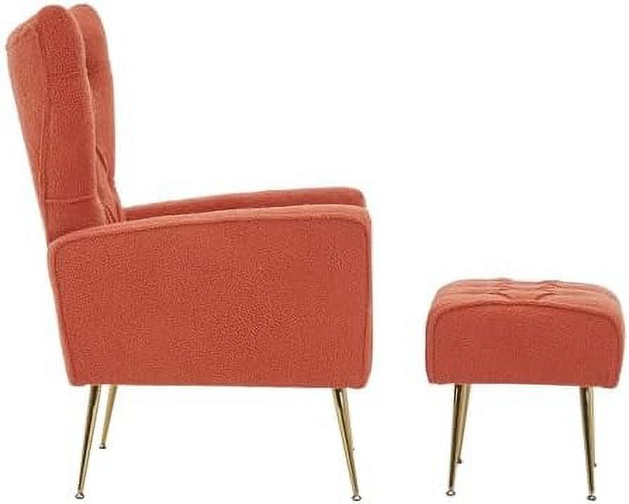 Velvet Accent Chair with Ottoman Button Tufted Armchair N91176