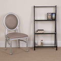 2 Pk. King Louis Chair with Taupe Vinyl Back and Seat and Silver Frame J9908