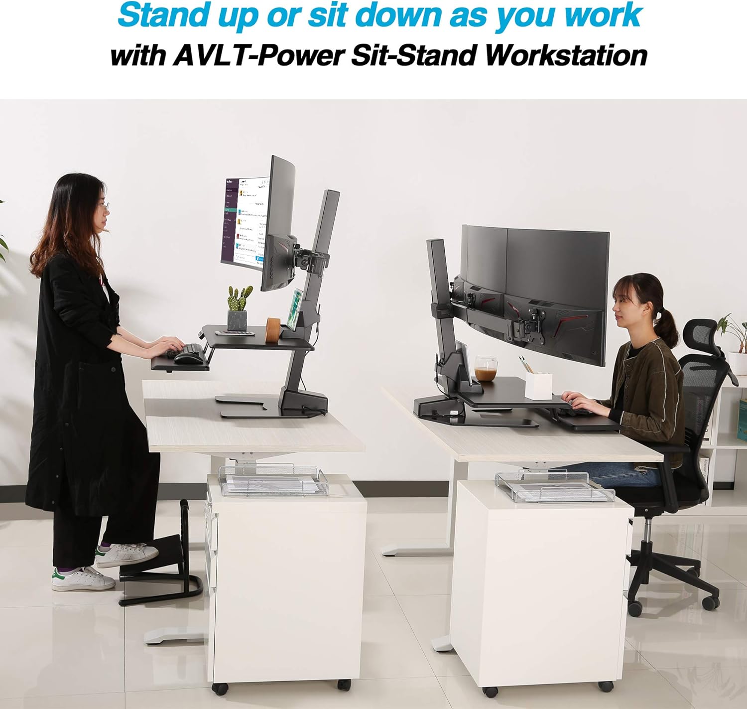 Triple 32" Monitor Electric Standing Desk Extra Large 28"x 16" Tabletop Motorized Height Adjustable Sit to Stand Table I34566
