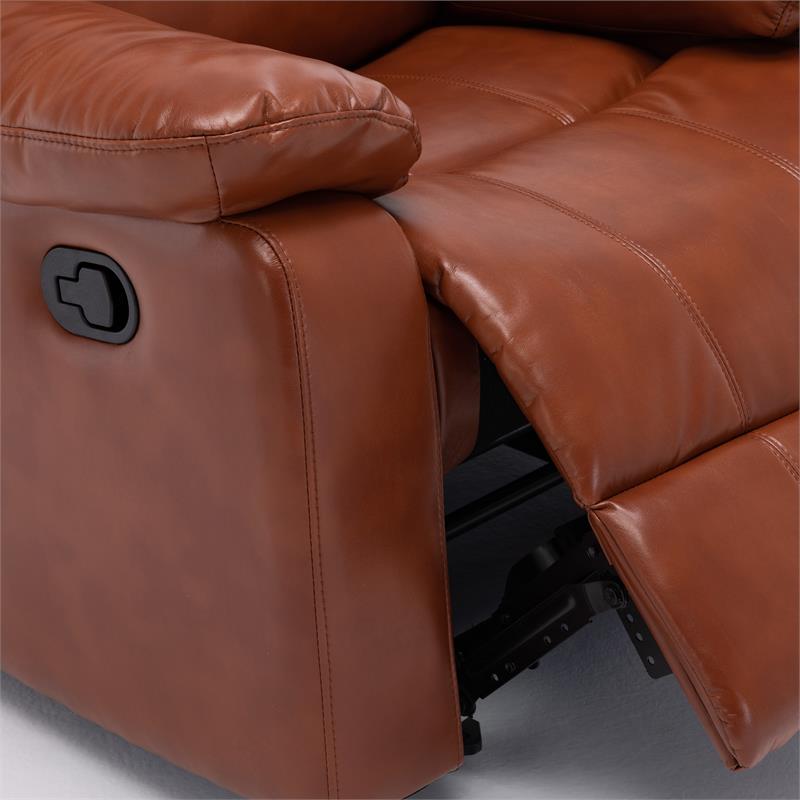 Caramel Faux Leather Glider Rocker Recliner F6390