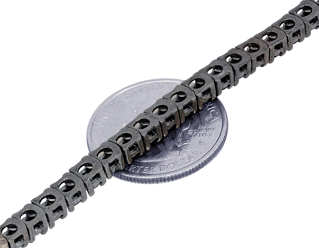 Black Diamond Tennis Chain Necklace White Gold 18"-22" W437
