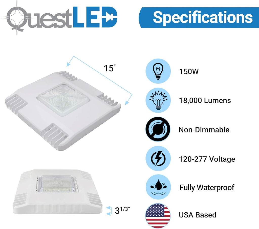 150W 5000K 18000 Lumens LED Waterproof Canopy Light Fixture X606118