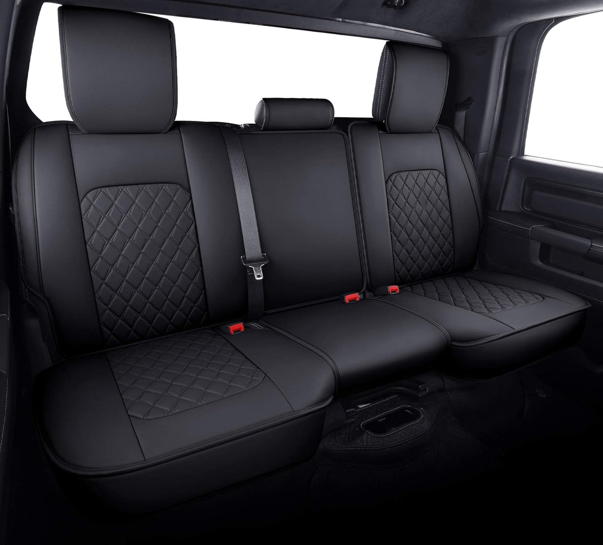 Black-Red Waterproof Leather Front Seat Covers for Dodge Ram Pickup W6797