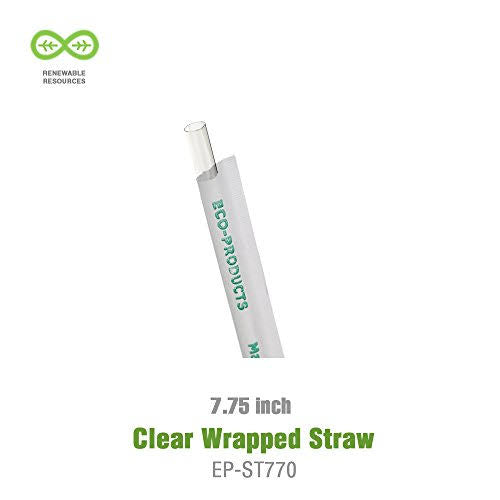 7.75 Clear Wrapped Straw, 400/PK, 24 PK/CT K5859