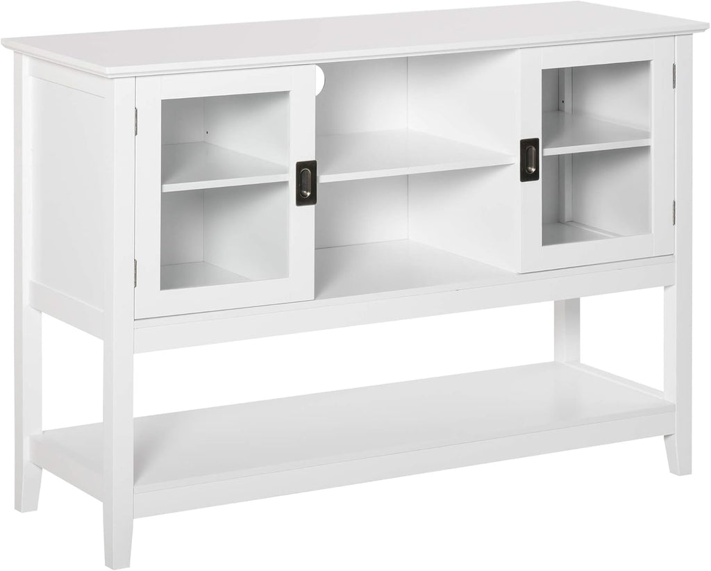 Grey Sideboard Storage Cabinet with Framed Glass Doors B8657
