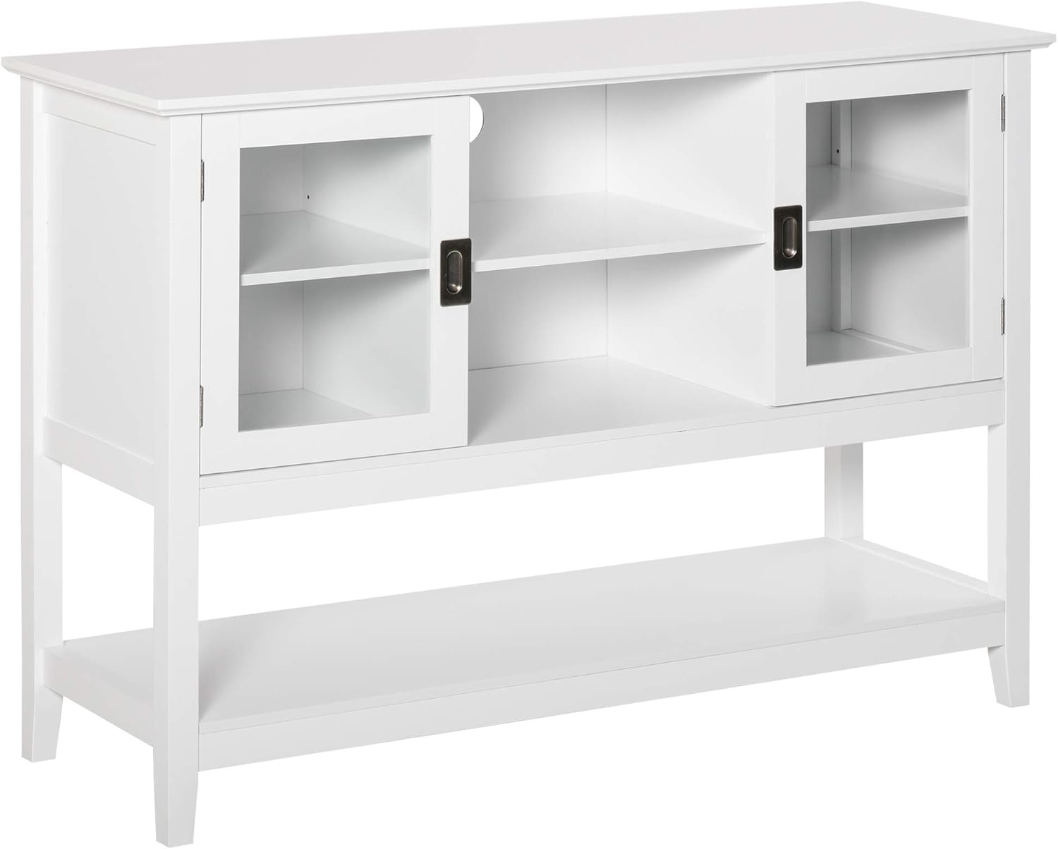 Grey Sideboard Storage Cabinet with Framed Glass Doors B8657