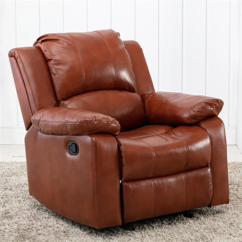 Caramel Faux Leather Glider Rocker Recliner F6390