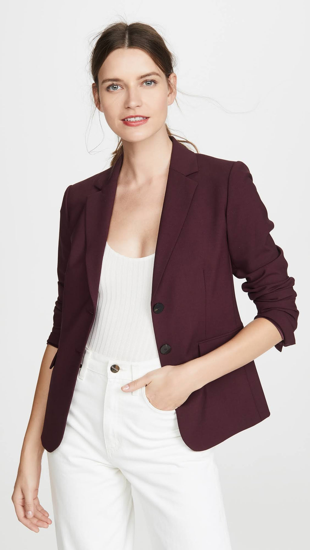 Red Stretch Wool Blazer T3612